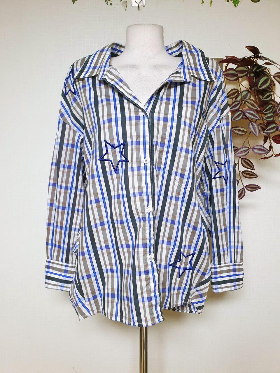 쥬시쥬디  별자수 오버핏셔츠 44 블루