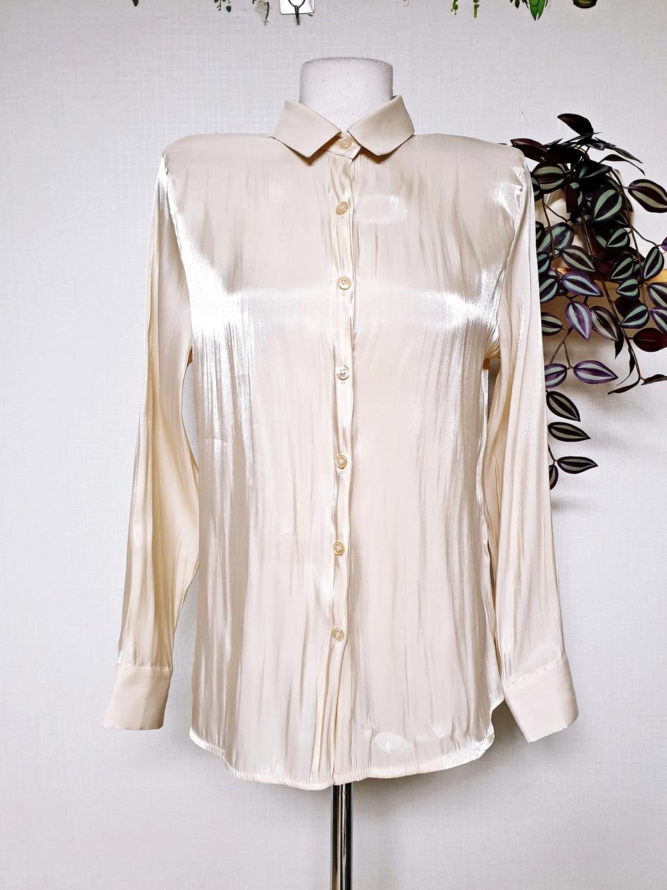 바바라 샤이닝 실키주름 블라우스 55 66 아이보리