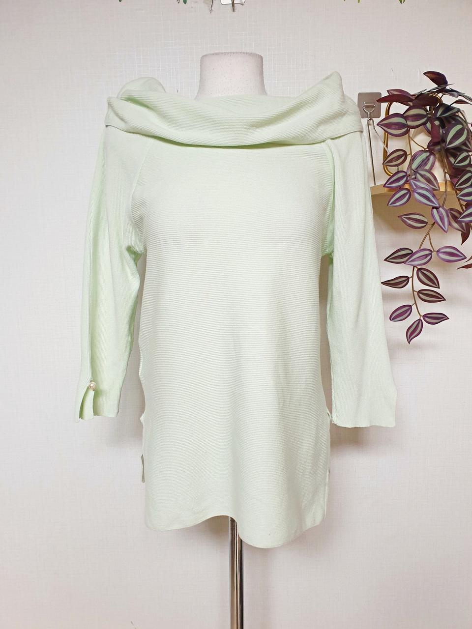 듀엘 오프숄더 골지니트 55 66 맑은민트 F