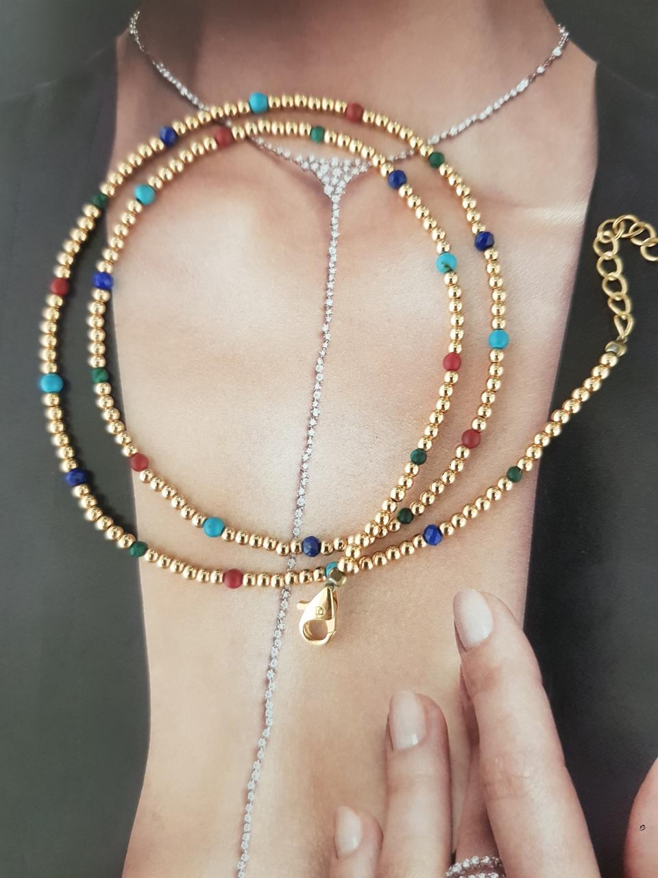 18k 원석 볼볼 포인트 목걸이( 손수공)