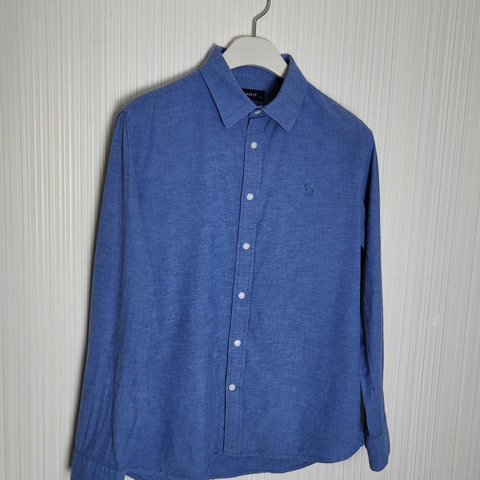 100_헤지스 셔츠 코튼린넨 블루