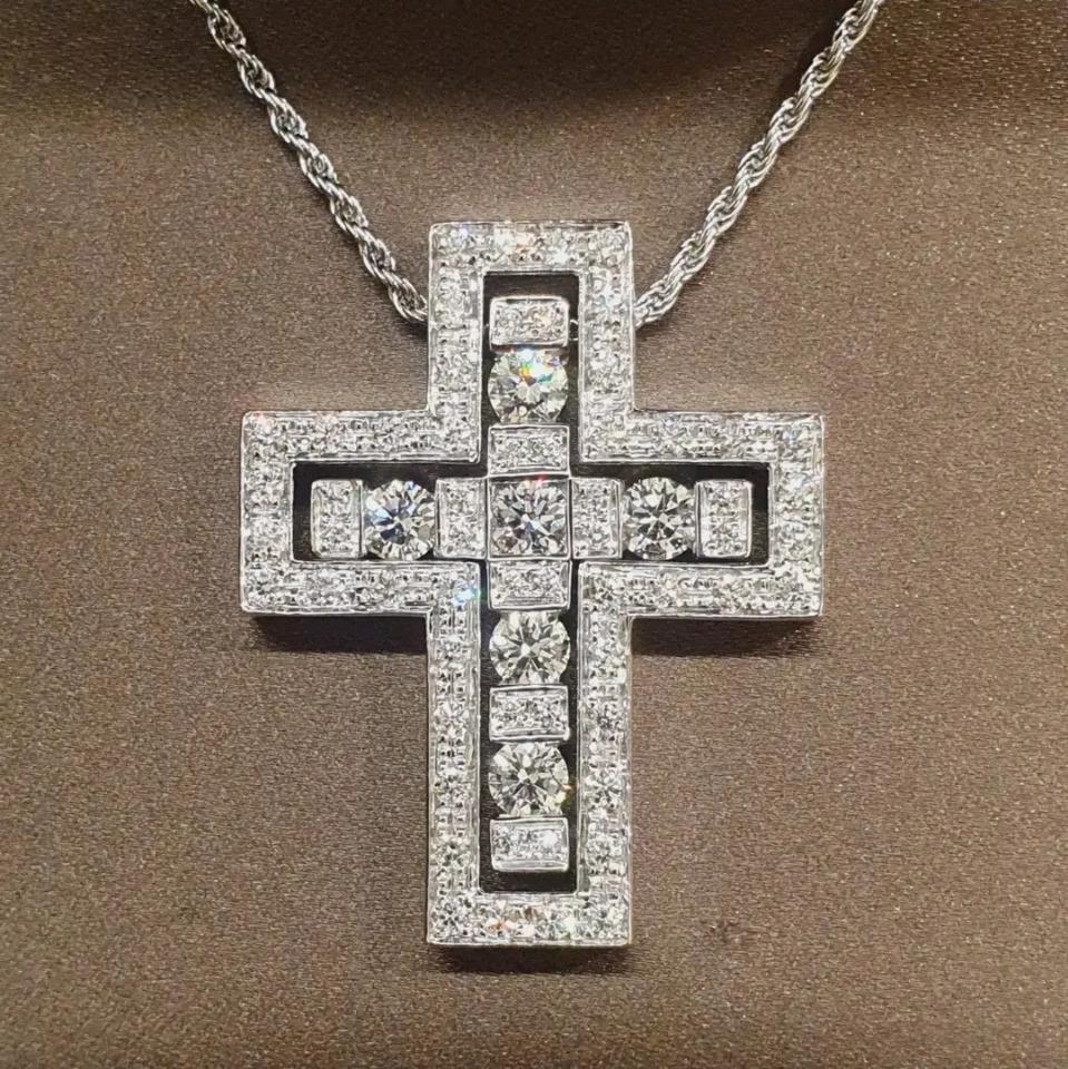 [L]w 다미아니 벨에포크 화이트 골드 다이아 라지 L 목걸이 네크리스