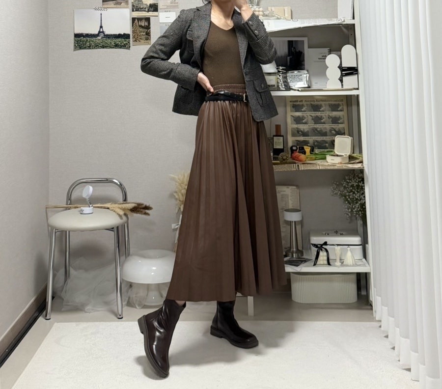 봄자켓 가을자켓 브라운 체크 단추 포켓 숏 하프