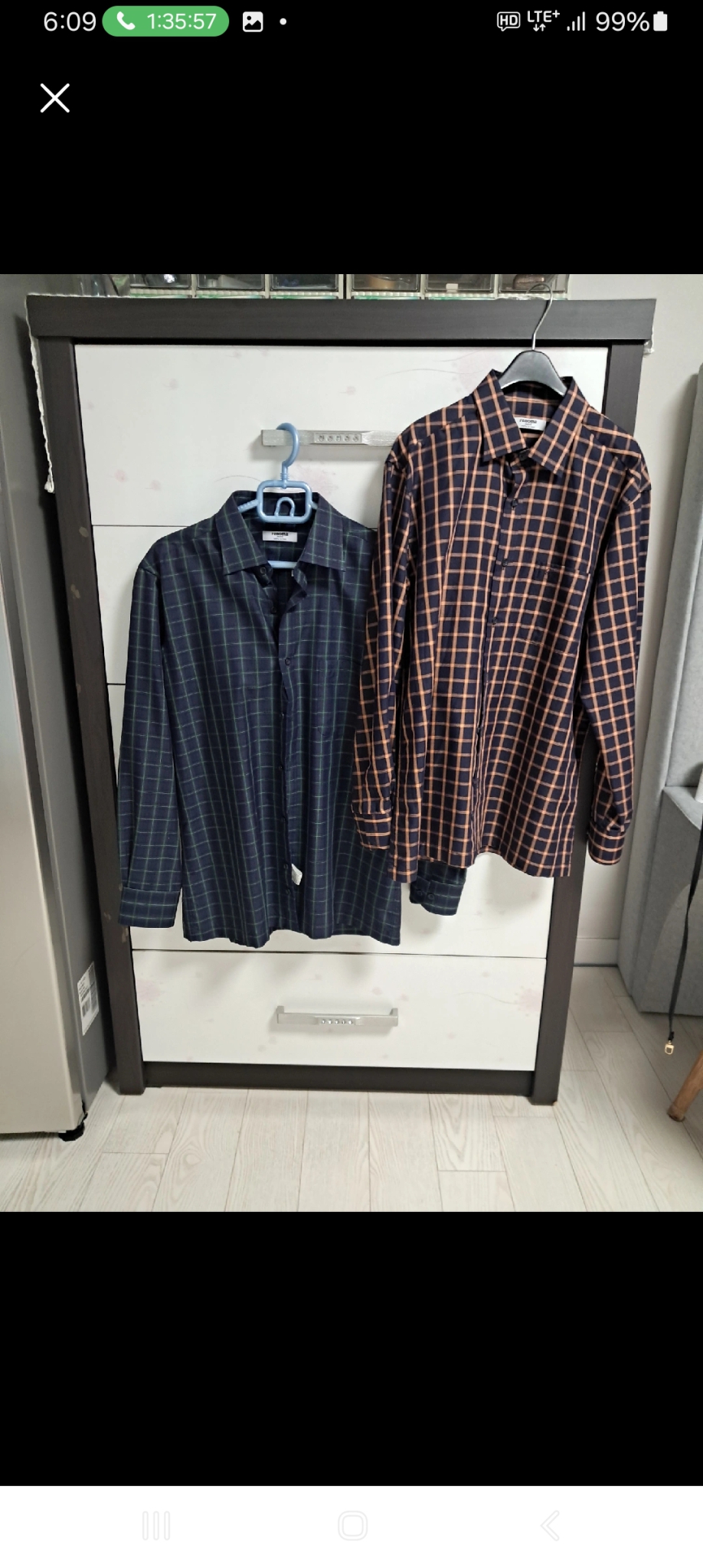 남성 봄가을체크셔츠 100. 새상품