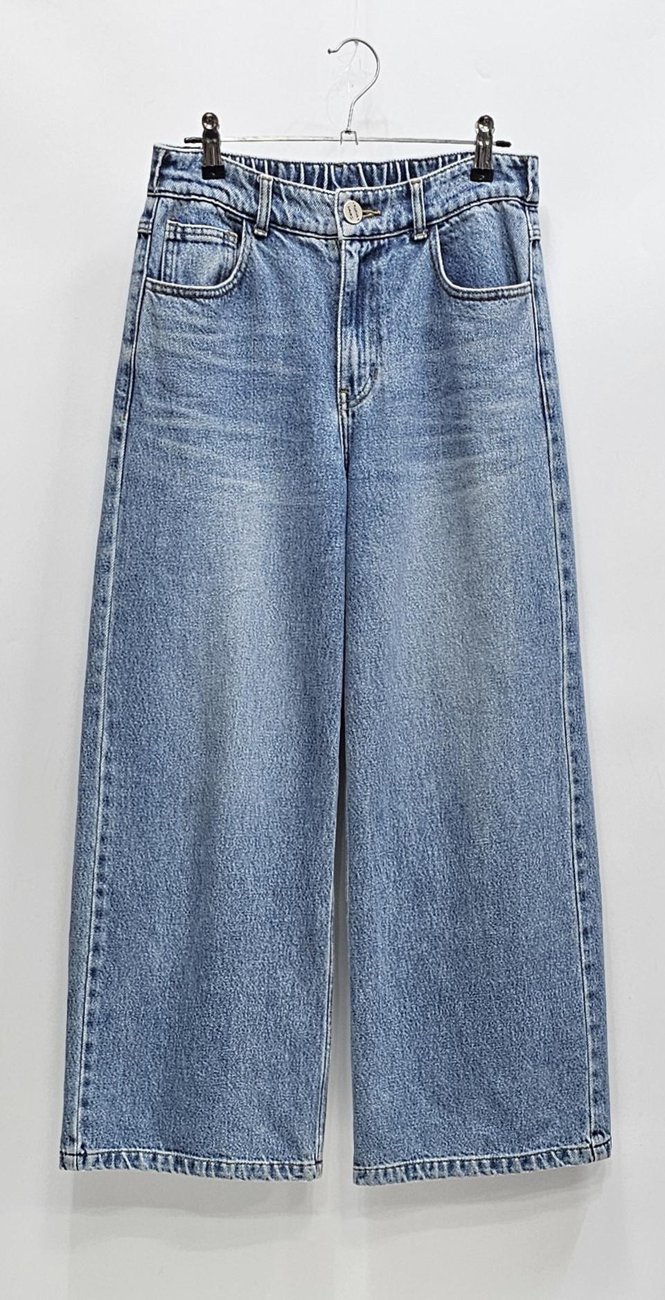 베네통 넌스판 하프 밴딩 와이드 데님 팬츠 (22년)