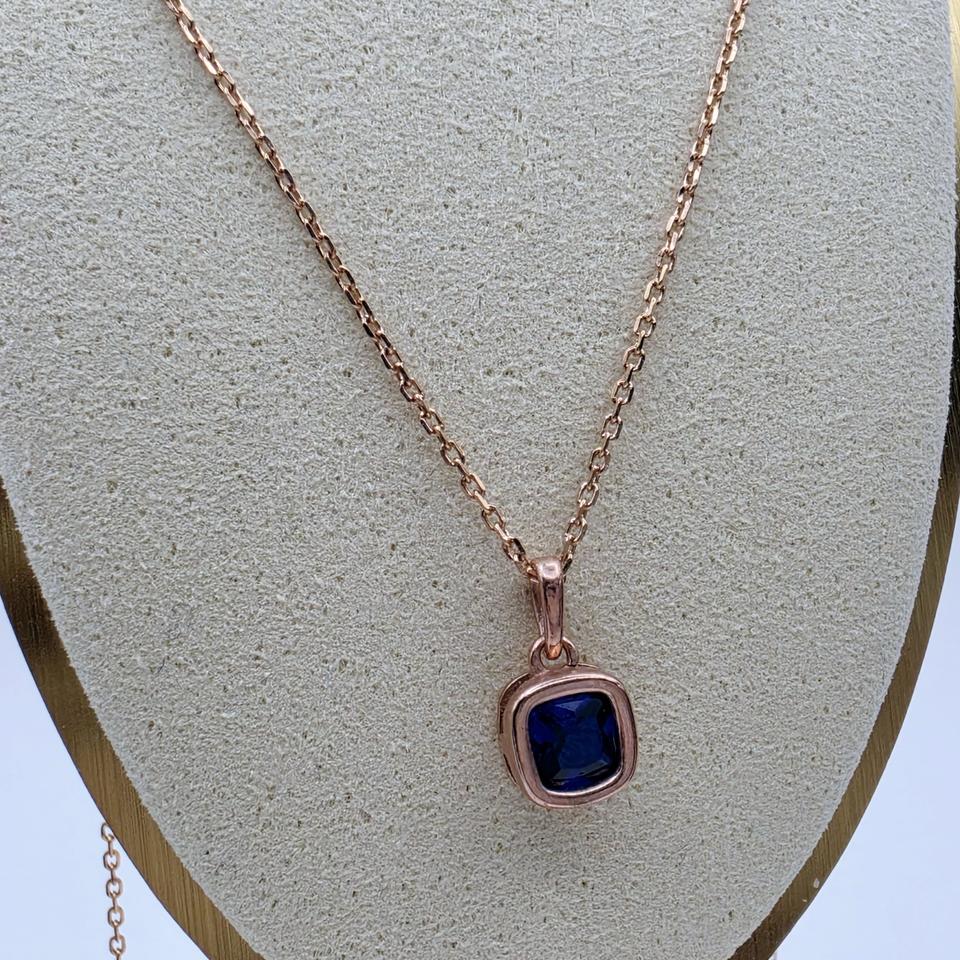 로즈골드 색상 블루 큐빅 실버 목걸이 귀걸이 세트