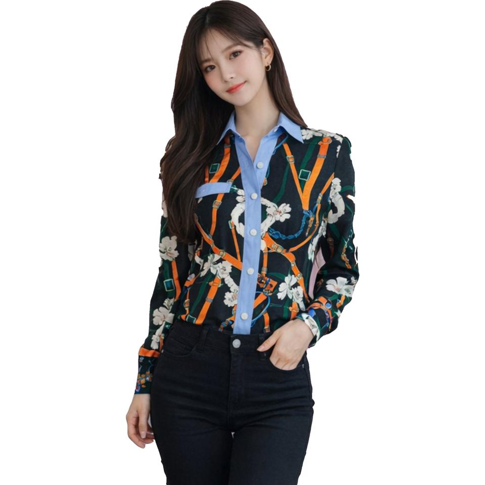 기하학 패턴 블라우스