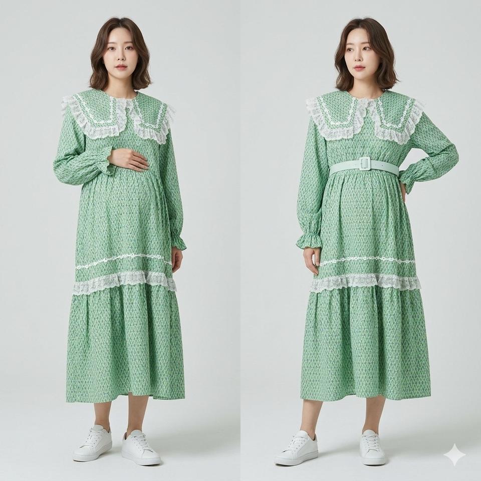 그린 레이스 원피스(임부복 가능)