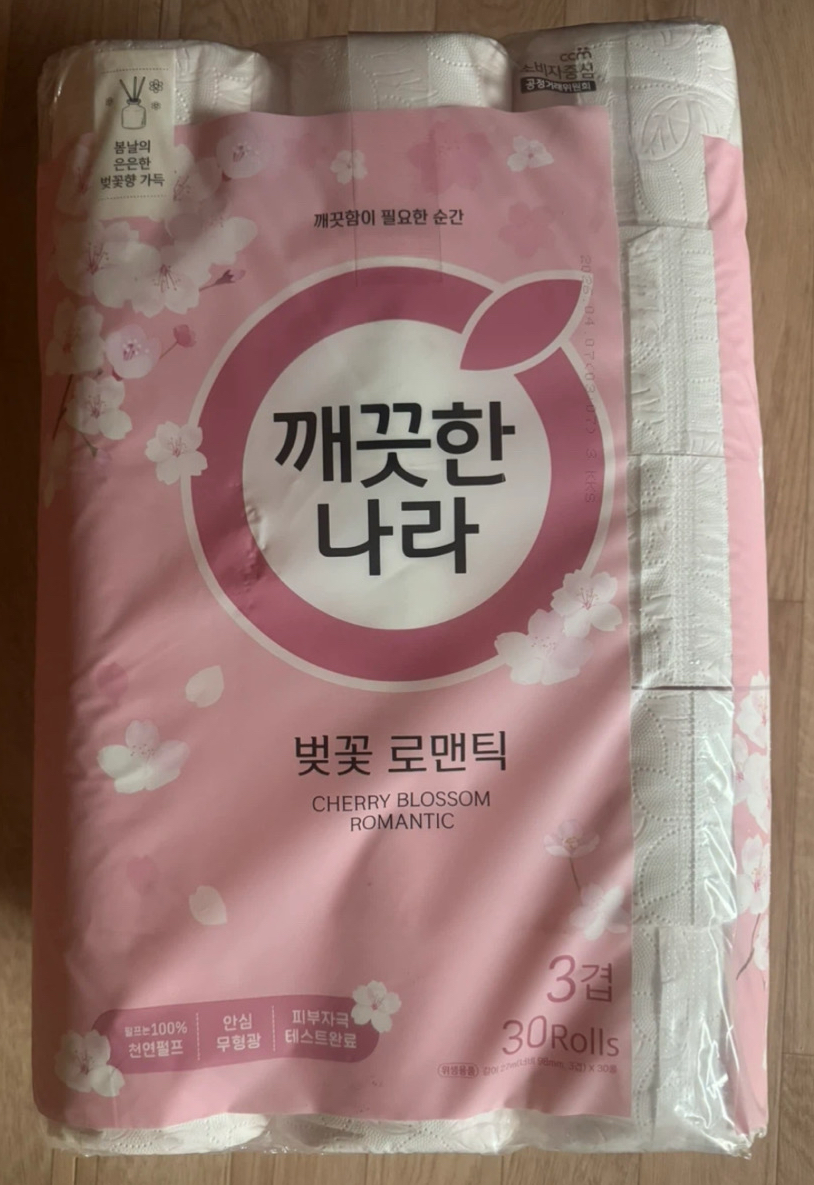 깨끗한 나라 화장지 27M*30롤 벚꽃 로맨틱