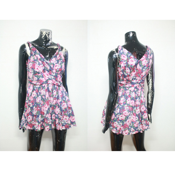 (44) 꽃무늬 민소매 미니 원피스 (사이즈 FREE 44)