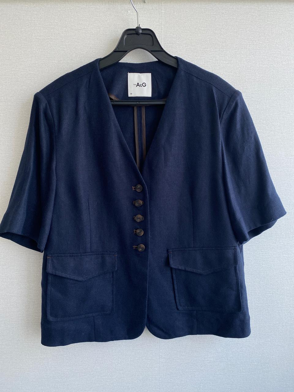 더엣지 네이비 린넨 반팔 자켓 55