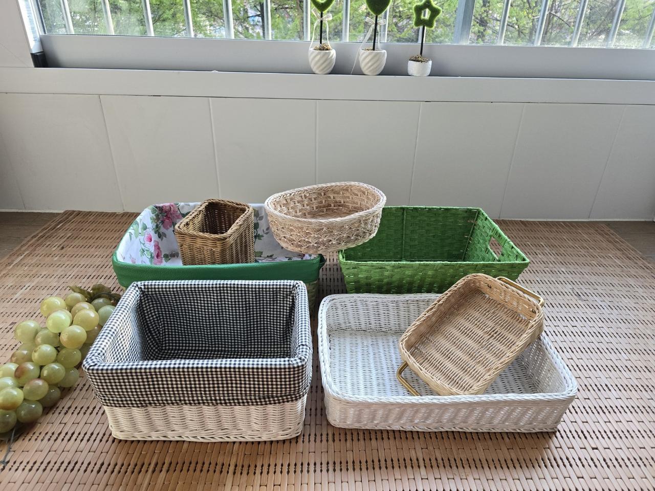 라탄과 정리 바구니 7점.미사용
