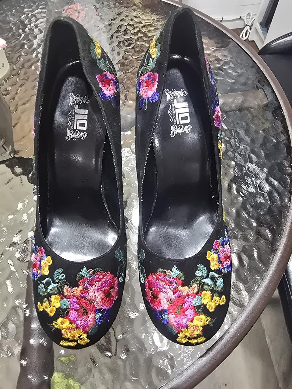 JD뮬 하히힐블랙 플라워 자수