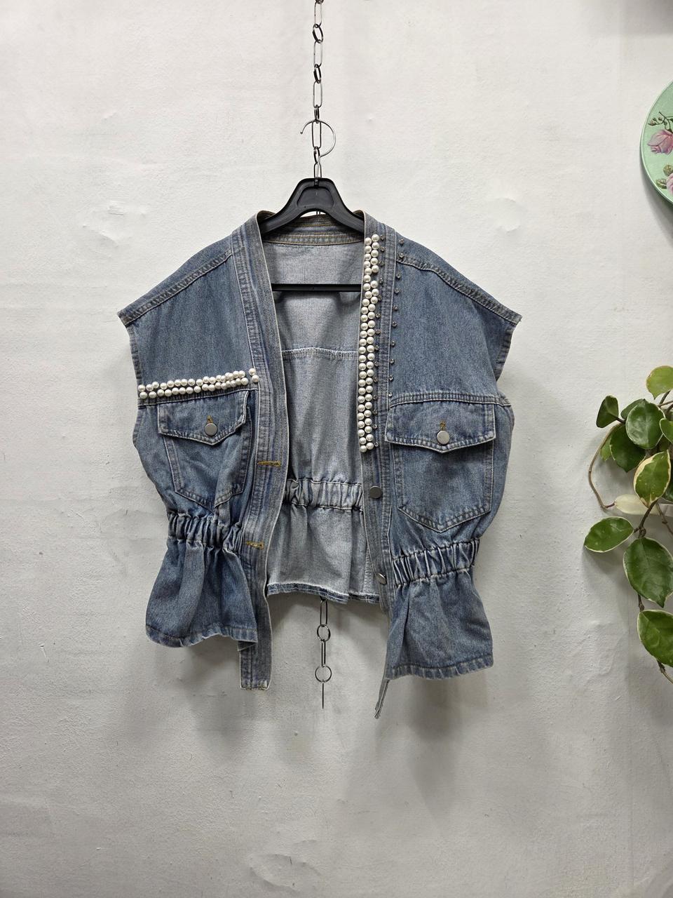 진주장식데님조끼55-77