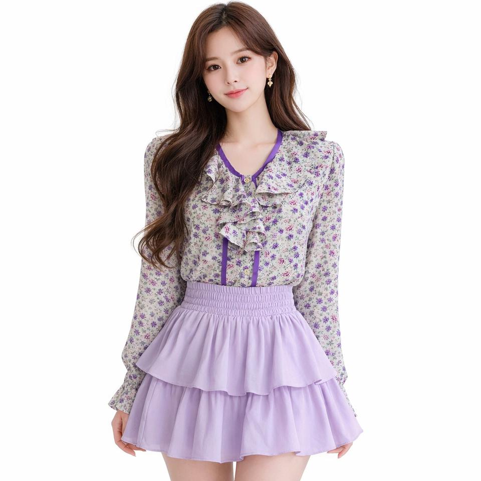 민트 플라워 블라우스