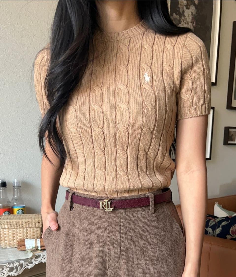 폴로 랄프로렌 니트 반팔(여성용) 브라운