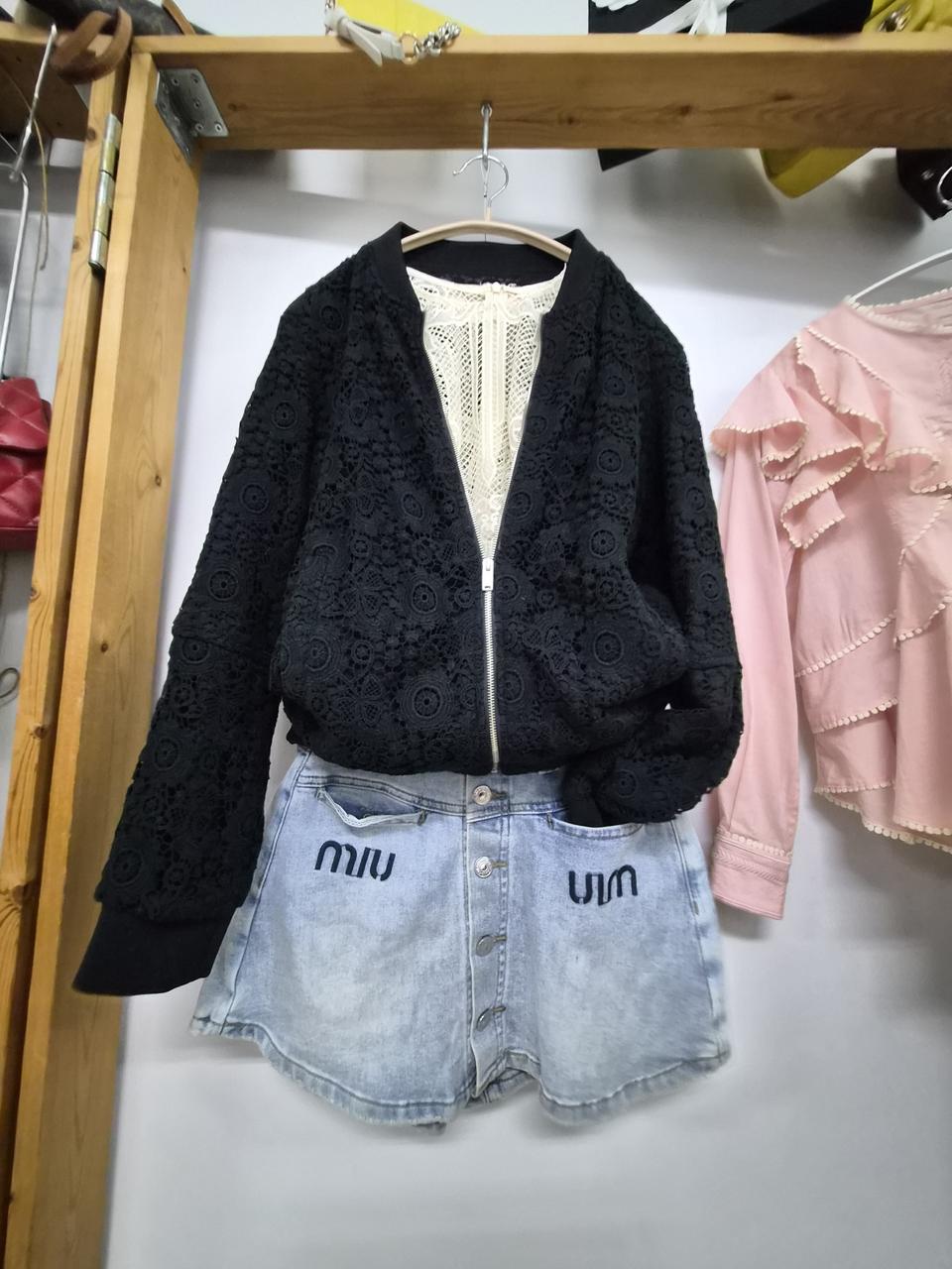 시에로 레이스 블루종 집업 점퍼