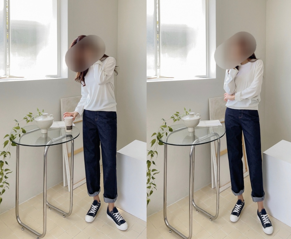 논페이드 생지 데님 일자 허리밴딩바지/텍새상품