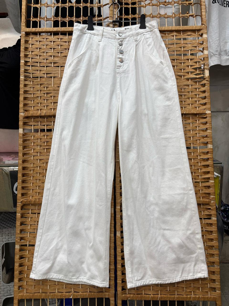 면 와이드 팬츠