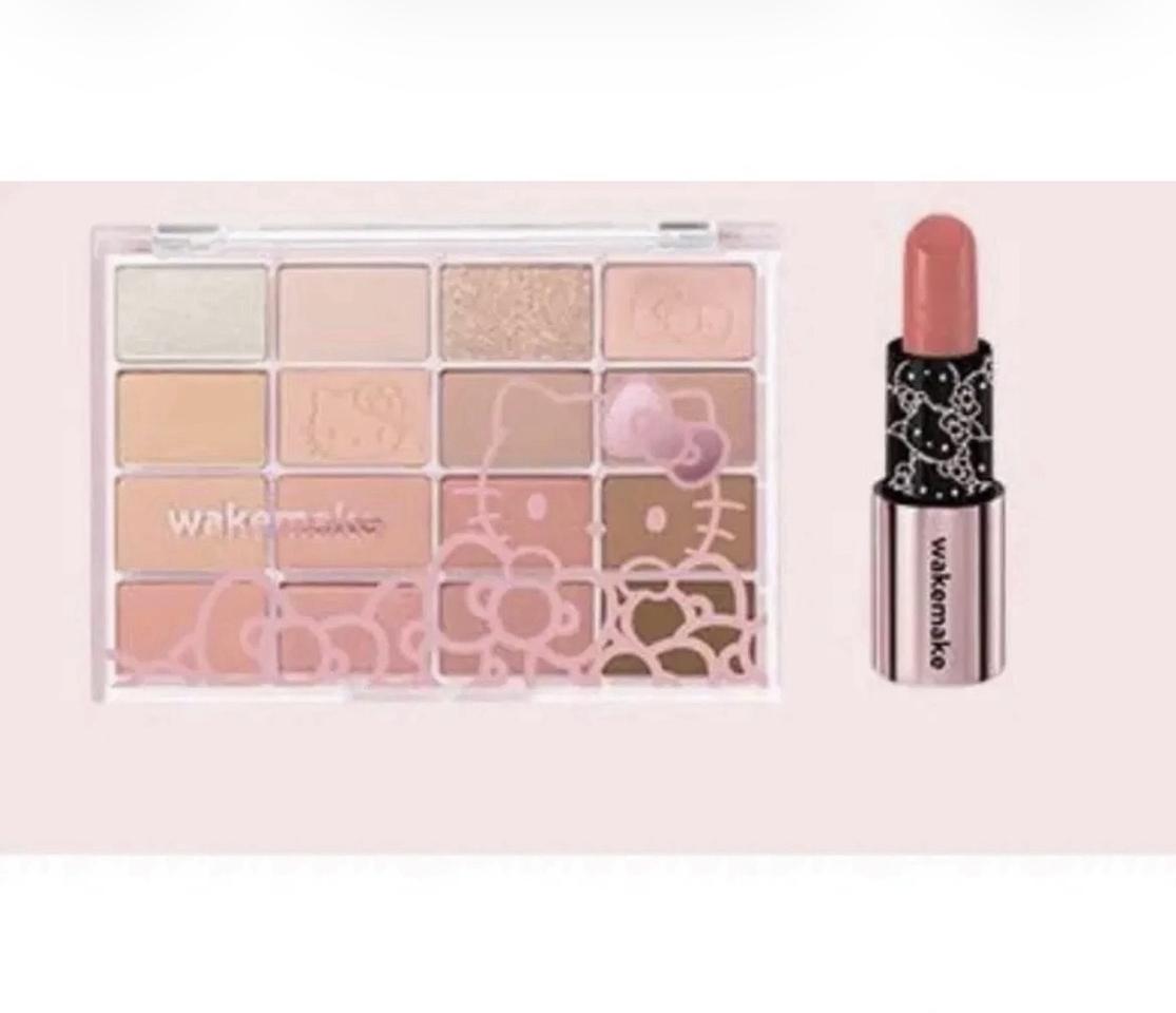 (새상품) 웨이크메이크 헬로키티 캔디코랄블러링 아이팔레트+스윗챗 립스틱