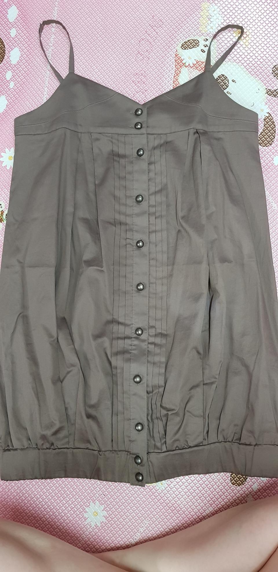 브라운 민소매 끈원피스