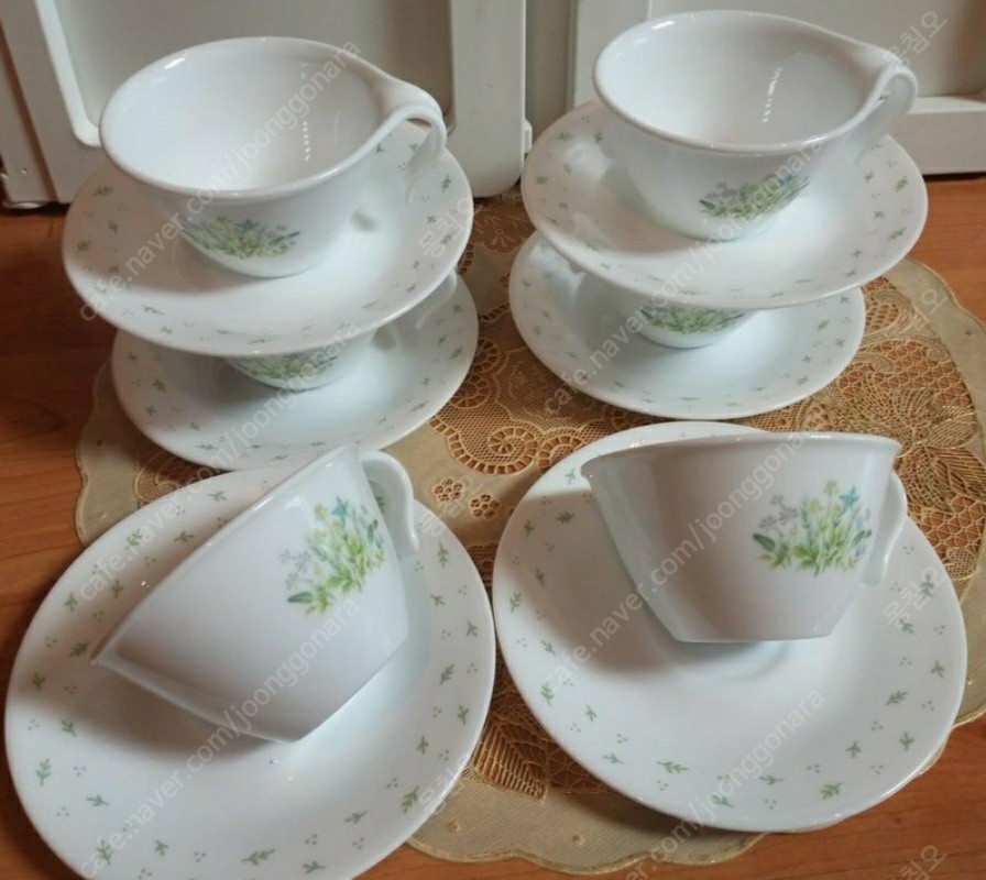 빈티지코렐 허브 갈고리찻잔 6셋트 일괄값