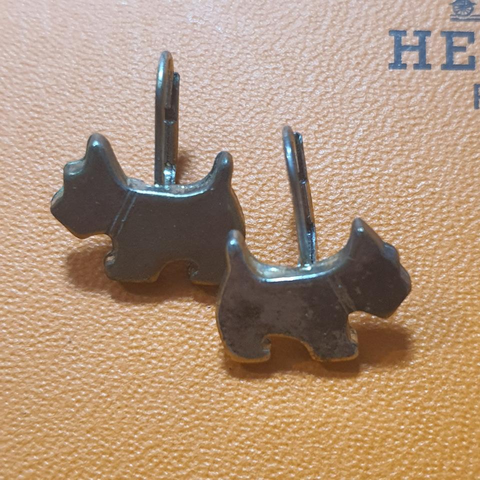 아가타 스코티시 테리어 강아지 모양의 팬던트가 달린 실버 링 귀걸이