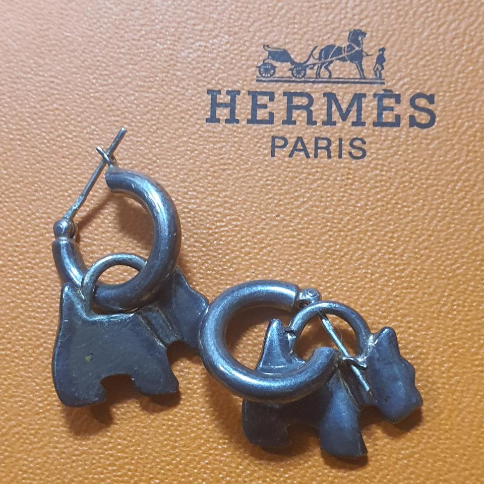 아가타 스코티시 테리어 강아지 모양의 팬던트가 달린 실버 링 귀걸이