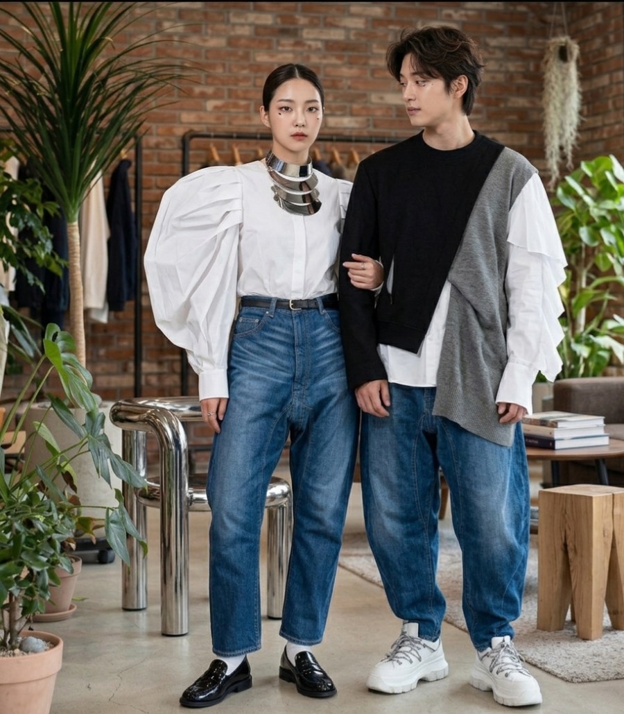 [꼼데가르송] 유니섹스 배기 데님 팬츠 (L / 31-32인치) - 정품