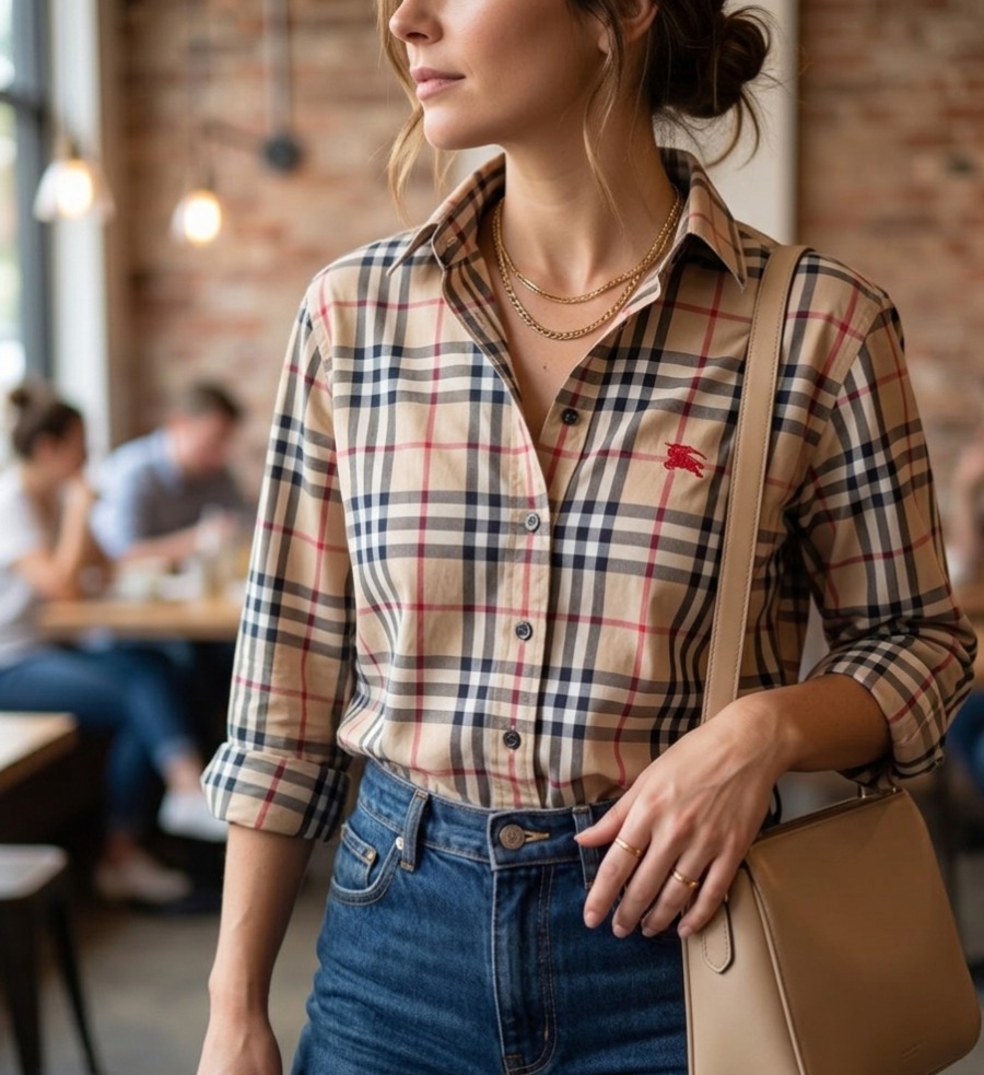 [정품] 버버리 런던 여성 클래식 핏 체크 셔츠 (M)