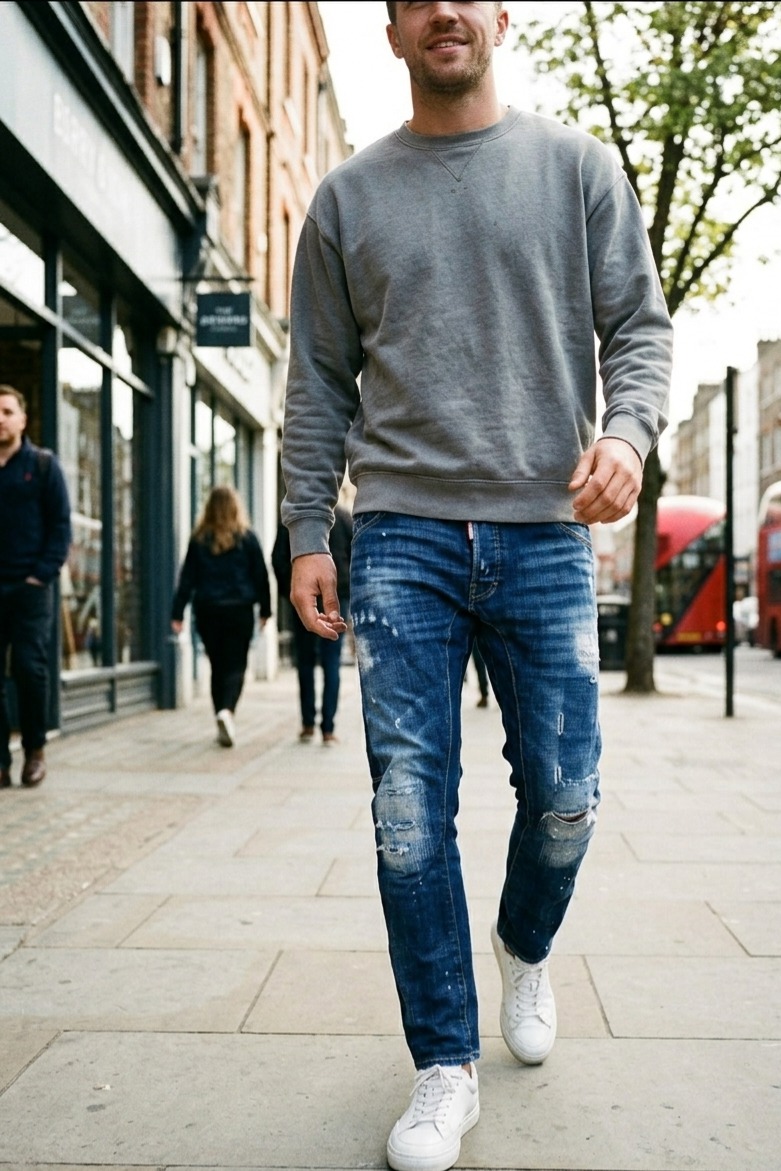 디스퀘어드2 남성 데미지 페인팅 청바지 52 (실사이즈 약 36) - 정