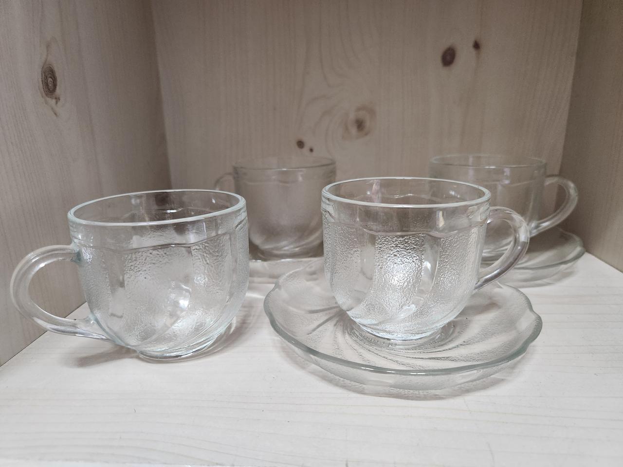 빈티지 유리 찻잔 유리  커피잔