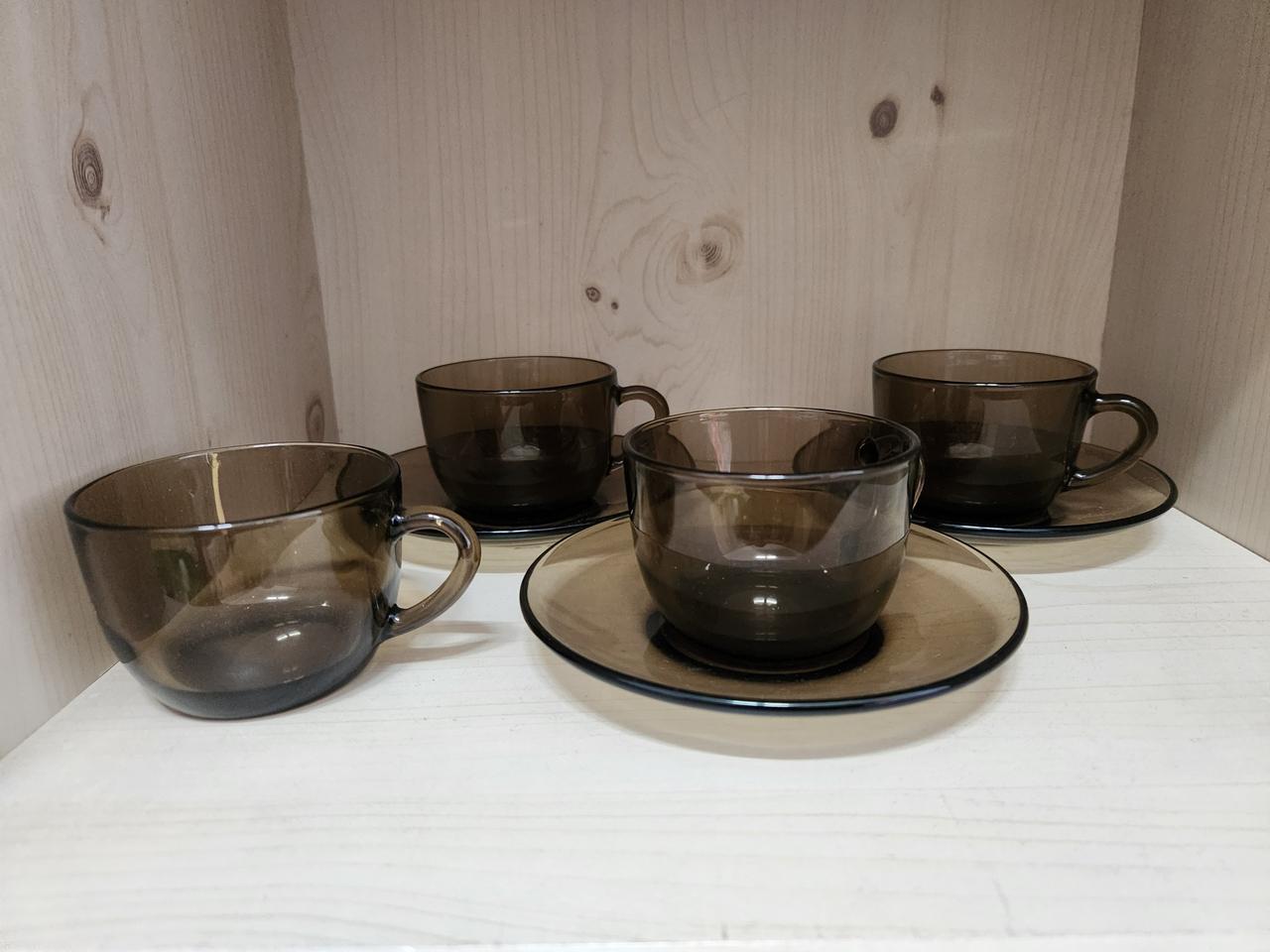 빈티지 브라운 유리 찻잔