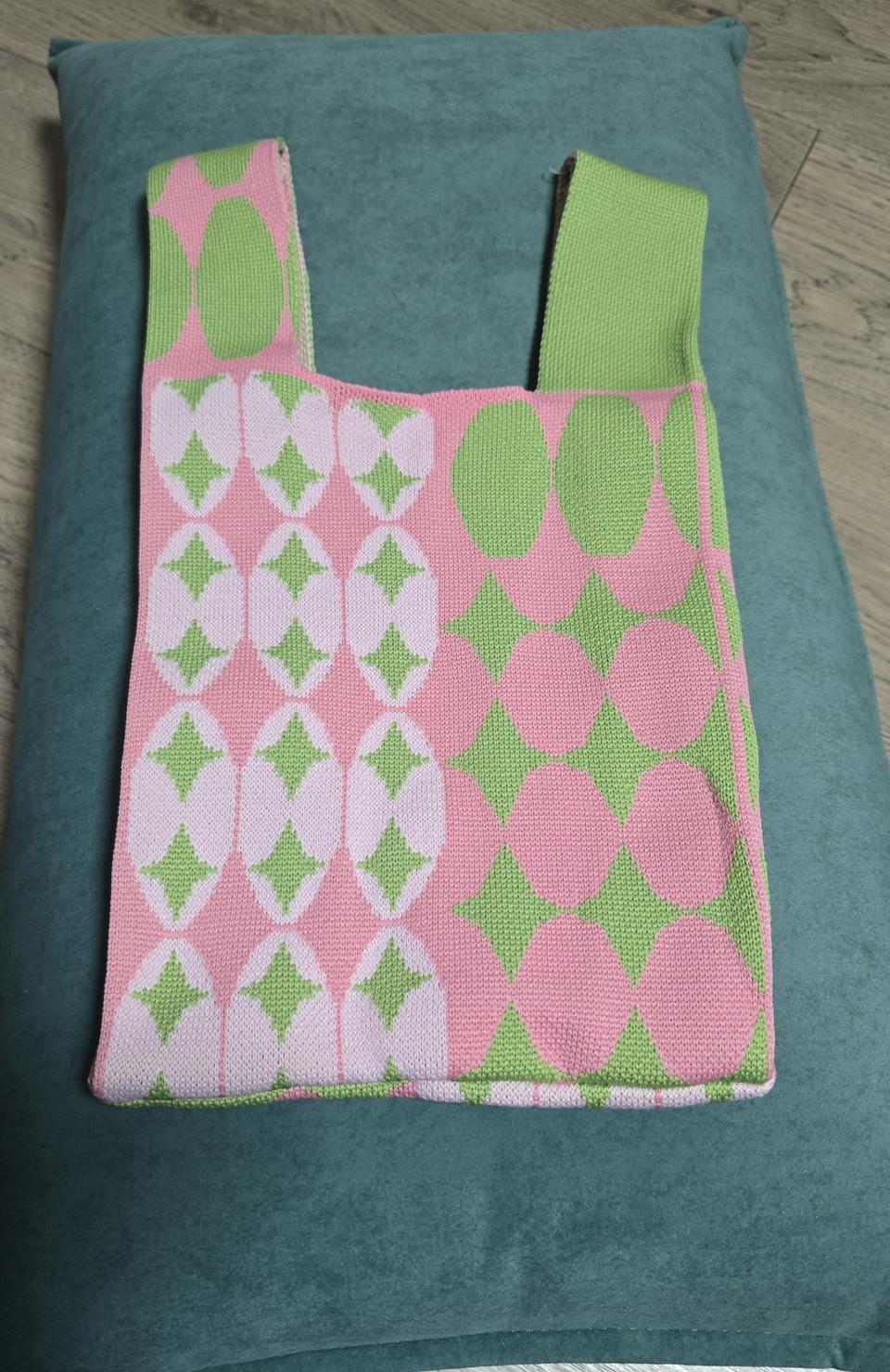 핑크 그린 니트백ㅡ새거
