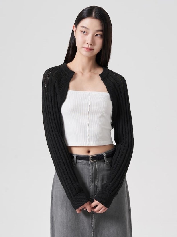 에잇세컨즈(8seconds) 크롭 볼레로 가디건