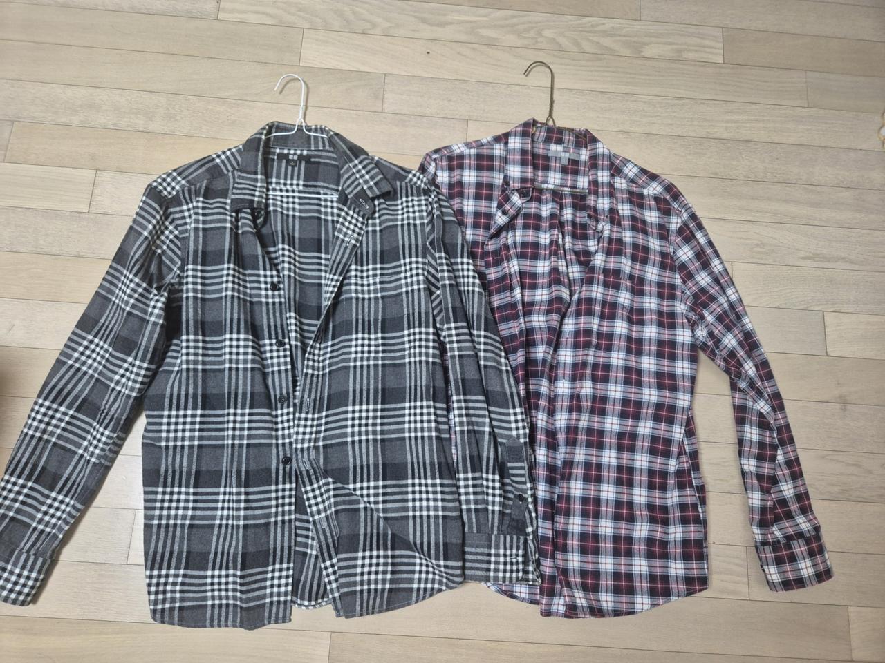 유니클로 플라넬 체크 셔츠 L  2개 일괄