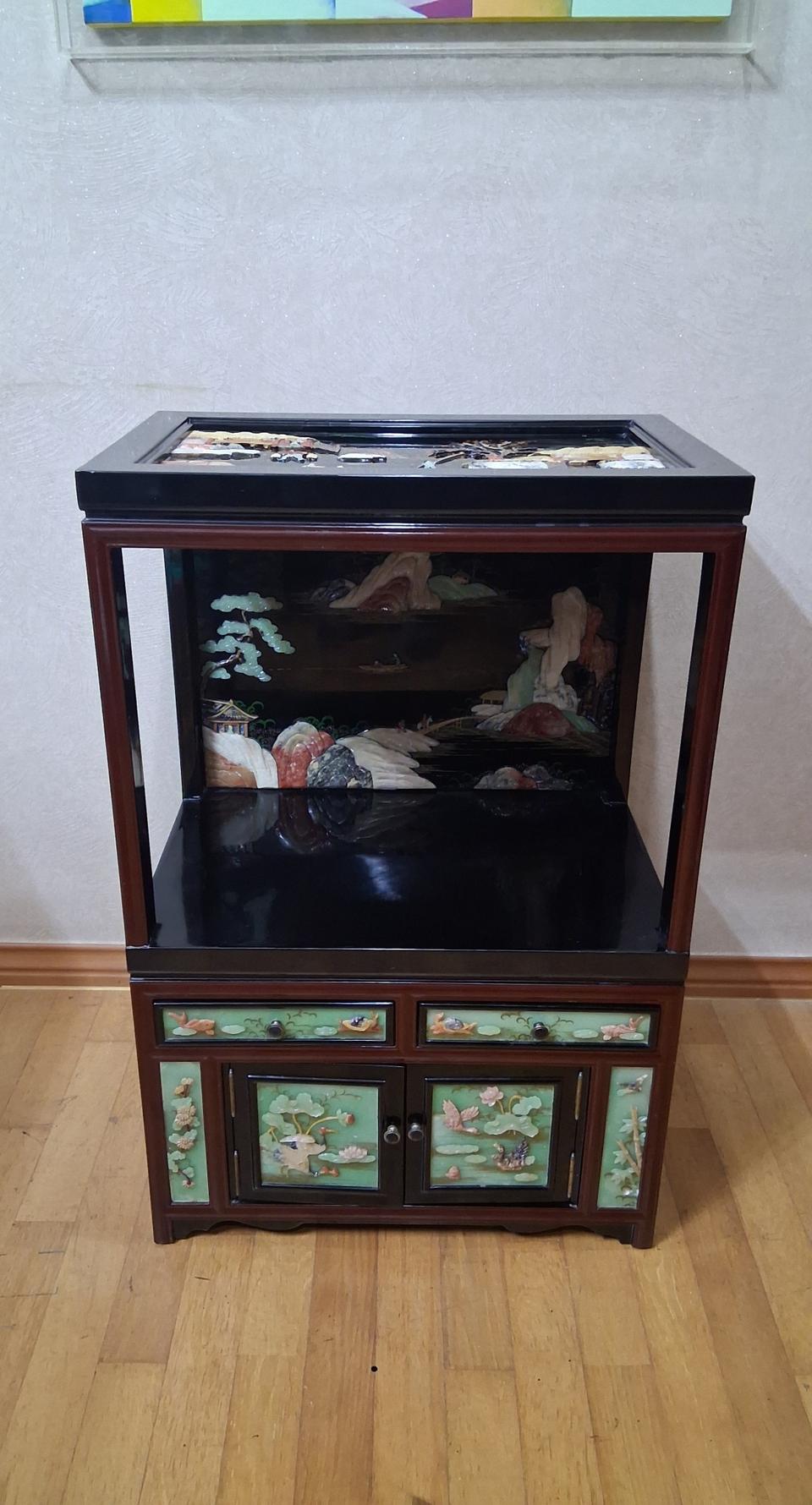 옥돌장식장 옥돌사방탁자