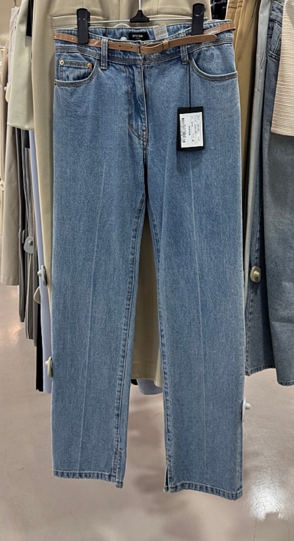 택있는 새상품) 24년도 한섬 시스템 밑단 슬릿 청바지 벨트세트 66