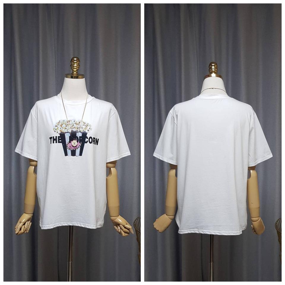 팝콘 진주파츠 여성 반팔티 새상품(77까지/원단탄탄)