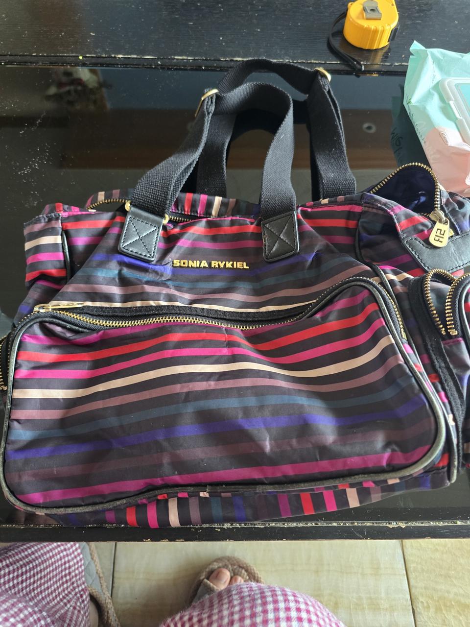 소니아 리키엘 멀티 스트라이프 숄더백