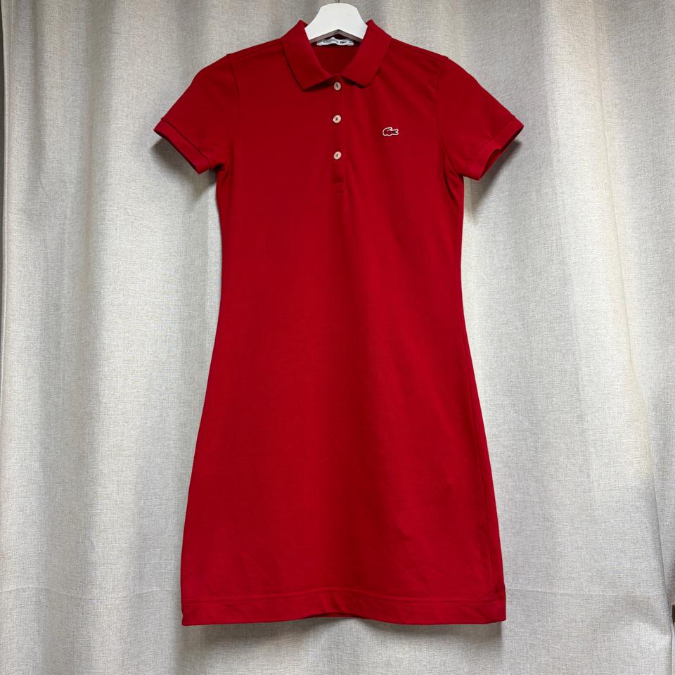 라코스테 여성 카라 원피스 레드 PK 원피스 34 (여성 XS)