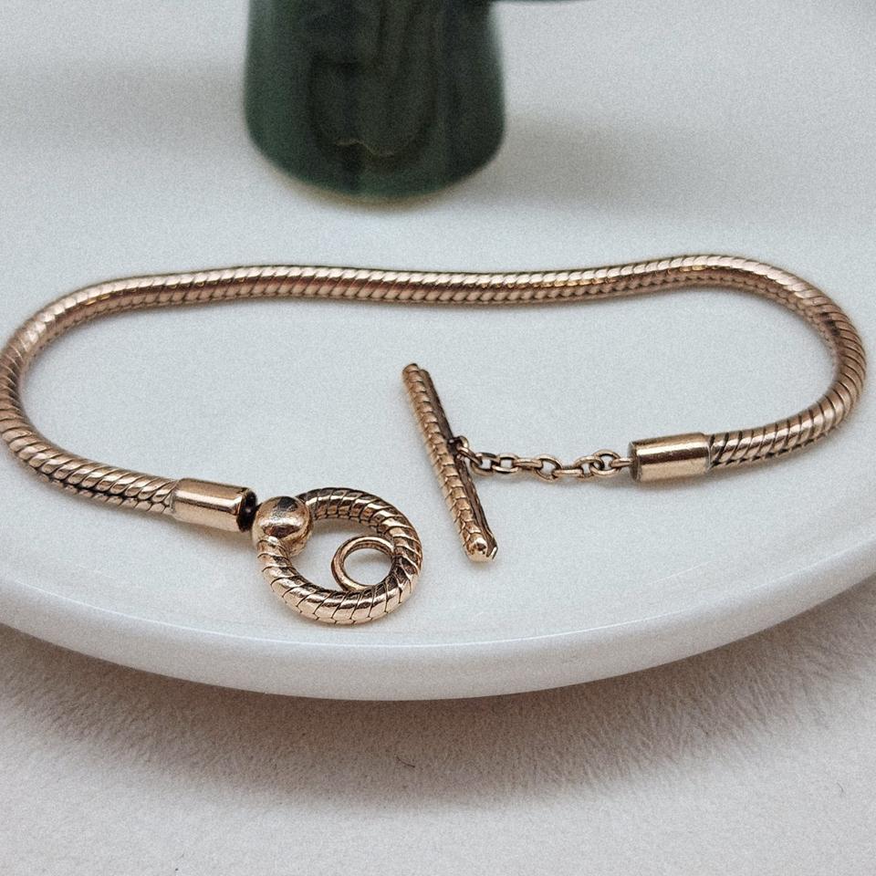 <판도라> 모먼츠 T-바 스네이크 체인 팔찌 로즈골드 플래팅
