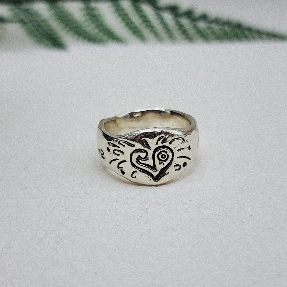 하트 문양 실버 반지