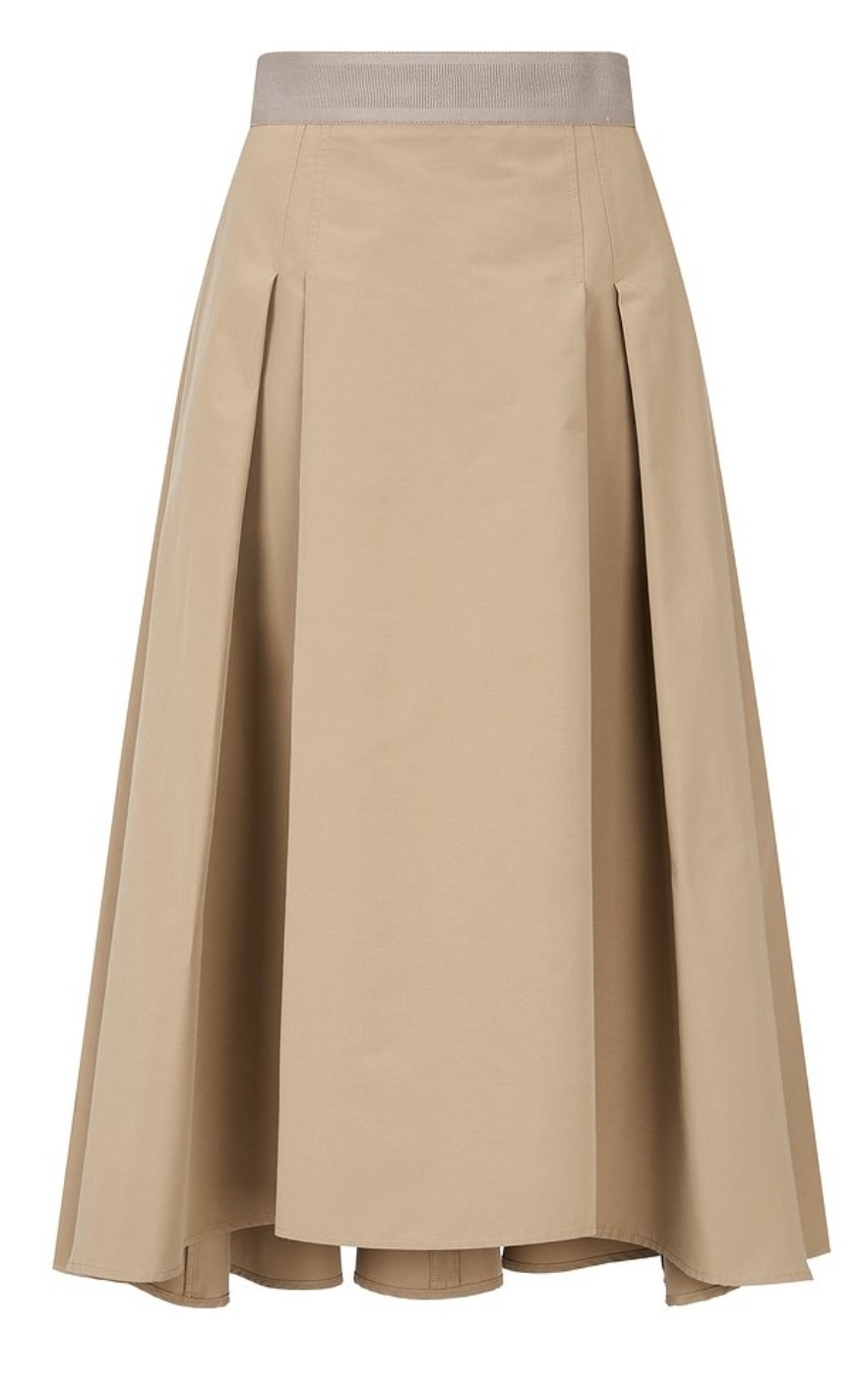 보브 허리밴딩 맞주름 플레어 스커트 66사이즈 새제품 베이지컬러