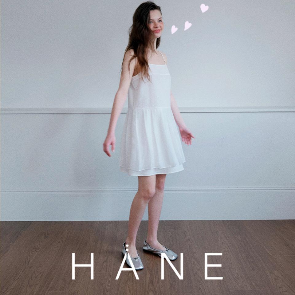 하네(HANE) 플리츠 시어서커 레이어드 원피스 55-66 새상품