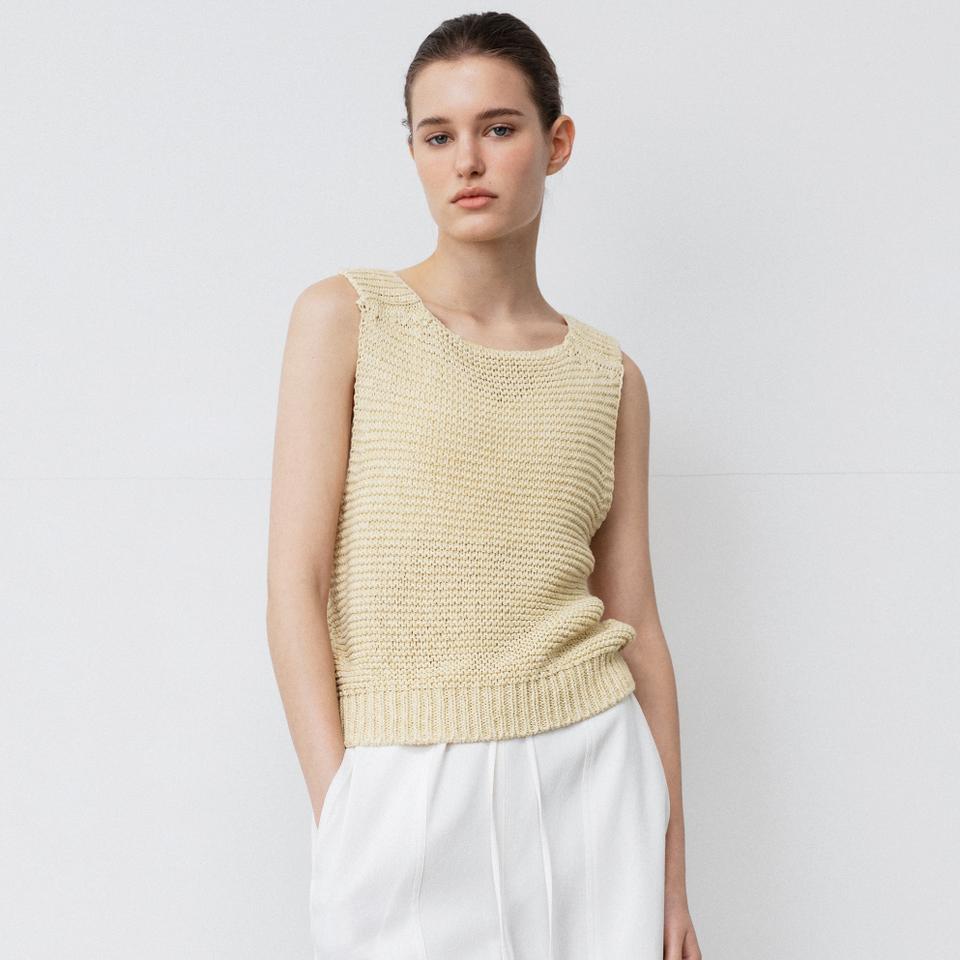 레이스(RRACE) 스퀘어넥 슬리브리스 니트 프리사이즈 새상품