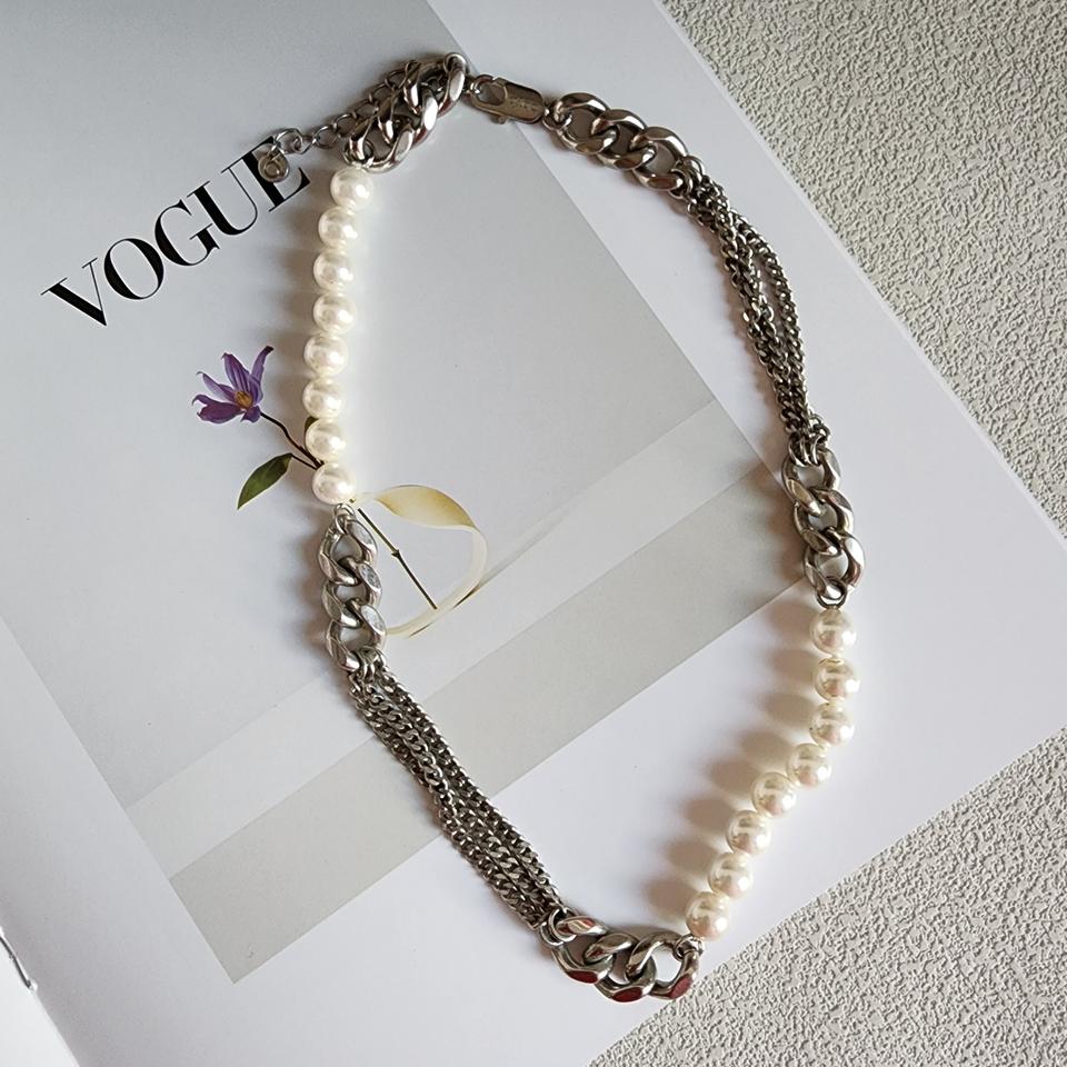 <abyb> 진주 & 체인 레이어드 목걸이