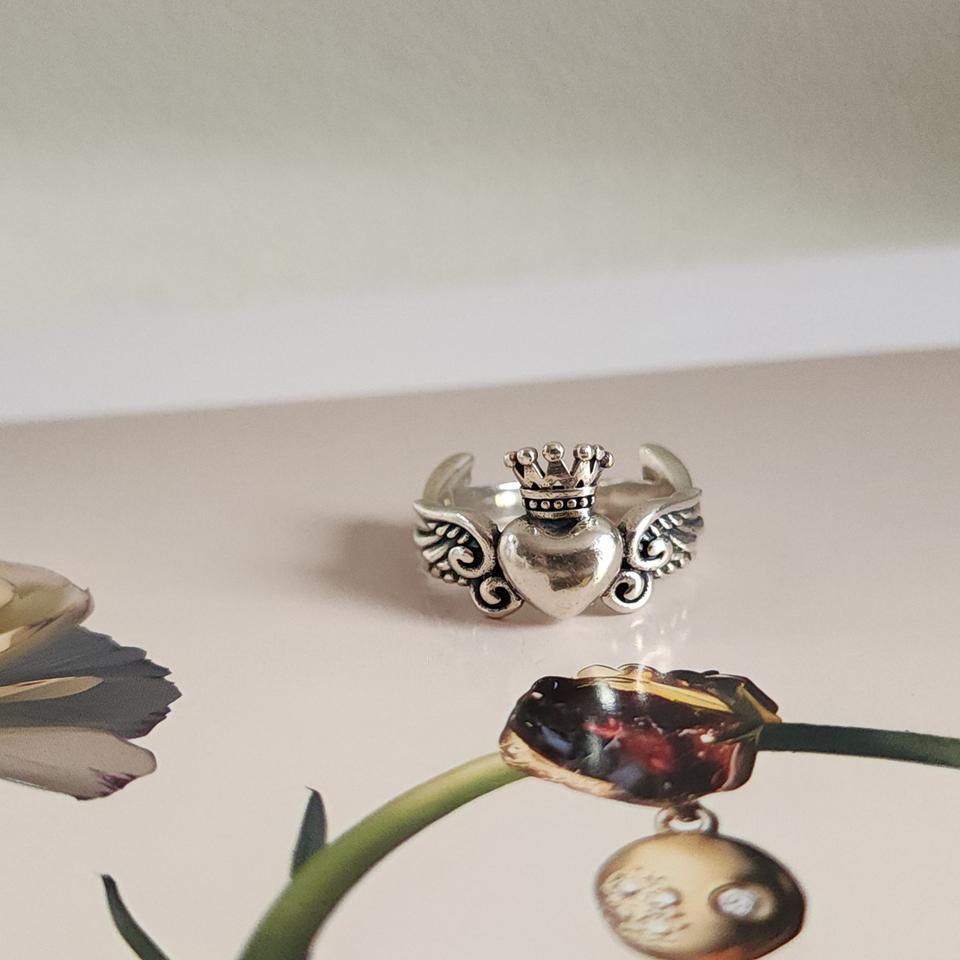 <king baby> 실버 하트 크라운 반지 14호