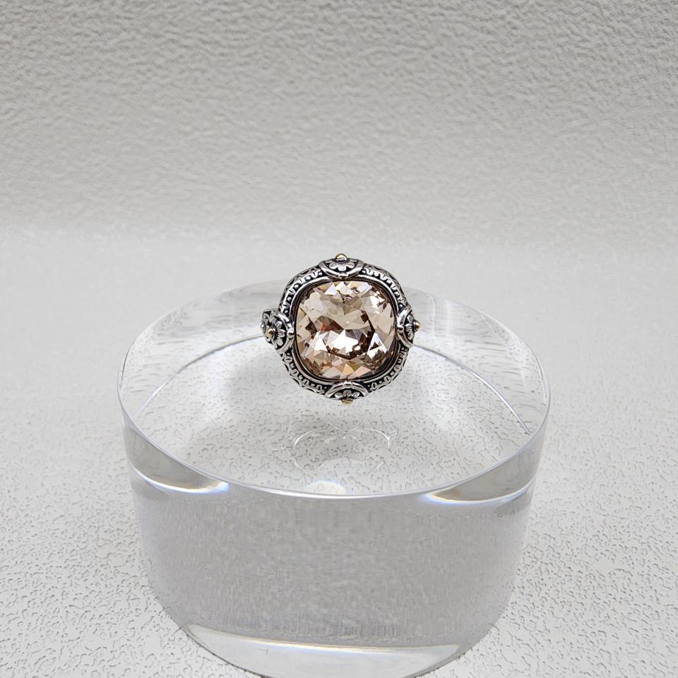 빈티지 스타일 샴페인 큐빅 실버반지 14호