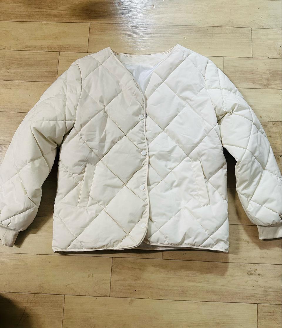 화이트 퀼팅 패딩 자켓 XL